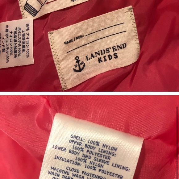 Lands End Girls pink down puffer coat XL - Picture 2 of 3